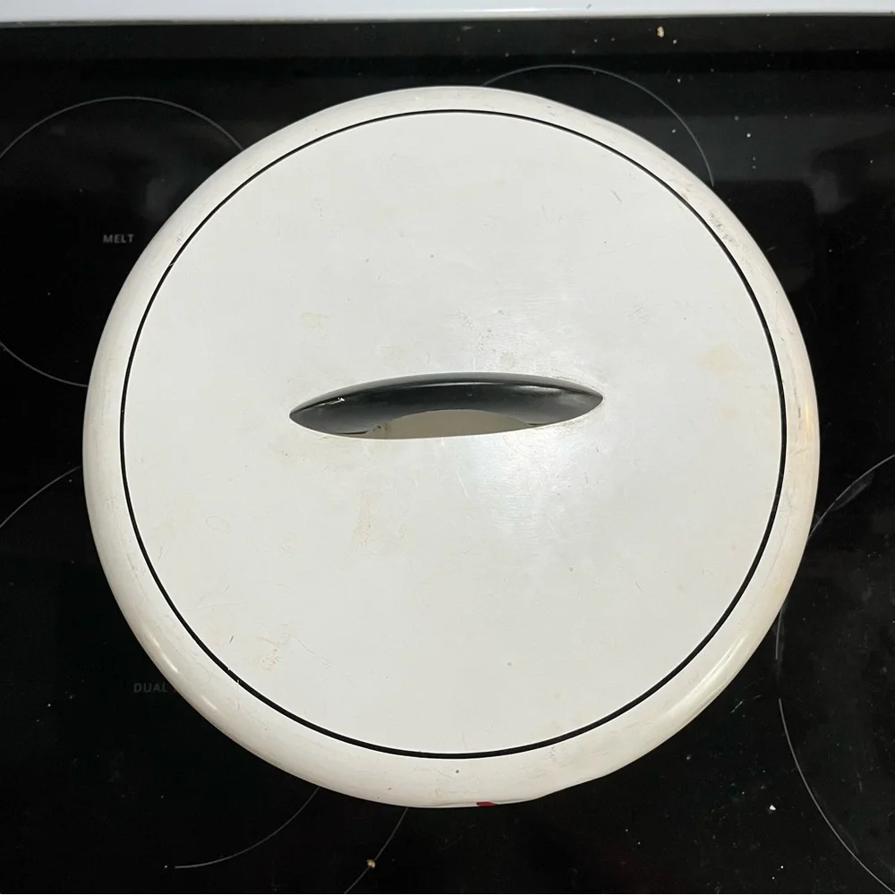 50s Vintage Aluminum Covered Cake Plate painted floral white rainbow